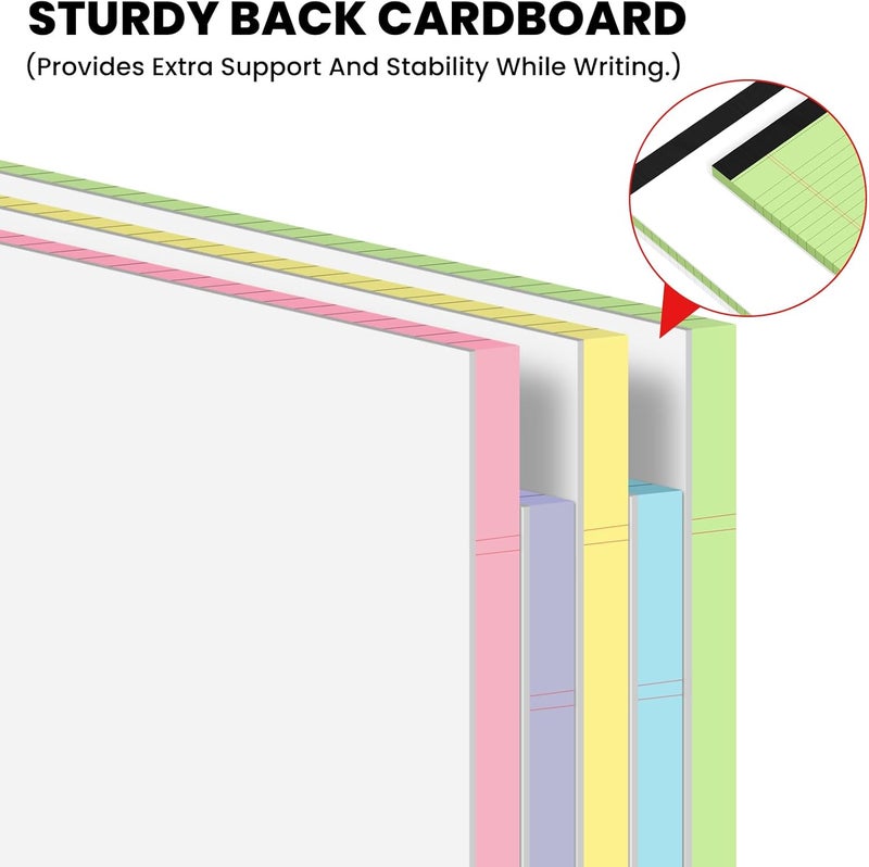 Ciphyfee 10pcs Legal Pads 8.5 x 11,Notepads 8.5 x 11 Inch, 30 Sheets/Pack, Color Note Pads Clear Print Writing Pads of Paper, Perforate Wide Ruled Lined with Sturdy Back for Office, Business & School Supplies - Image 4